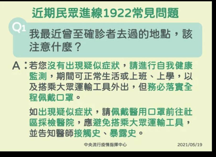 1110211去過確診足跡地點怎麼辦