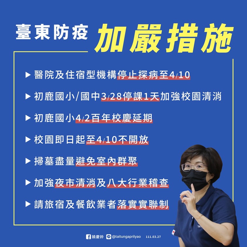 1110327臺東防疫加嚴措施